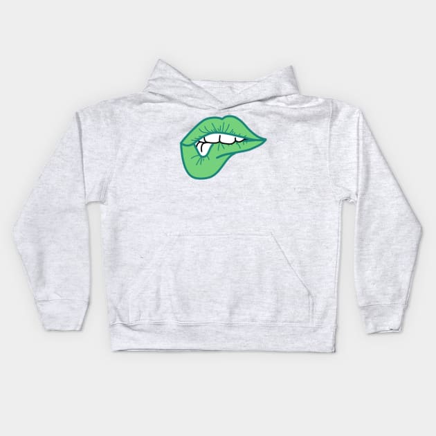 lip biting Kids Hoodie by cmxcrunch